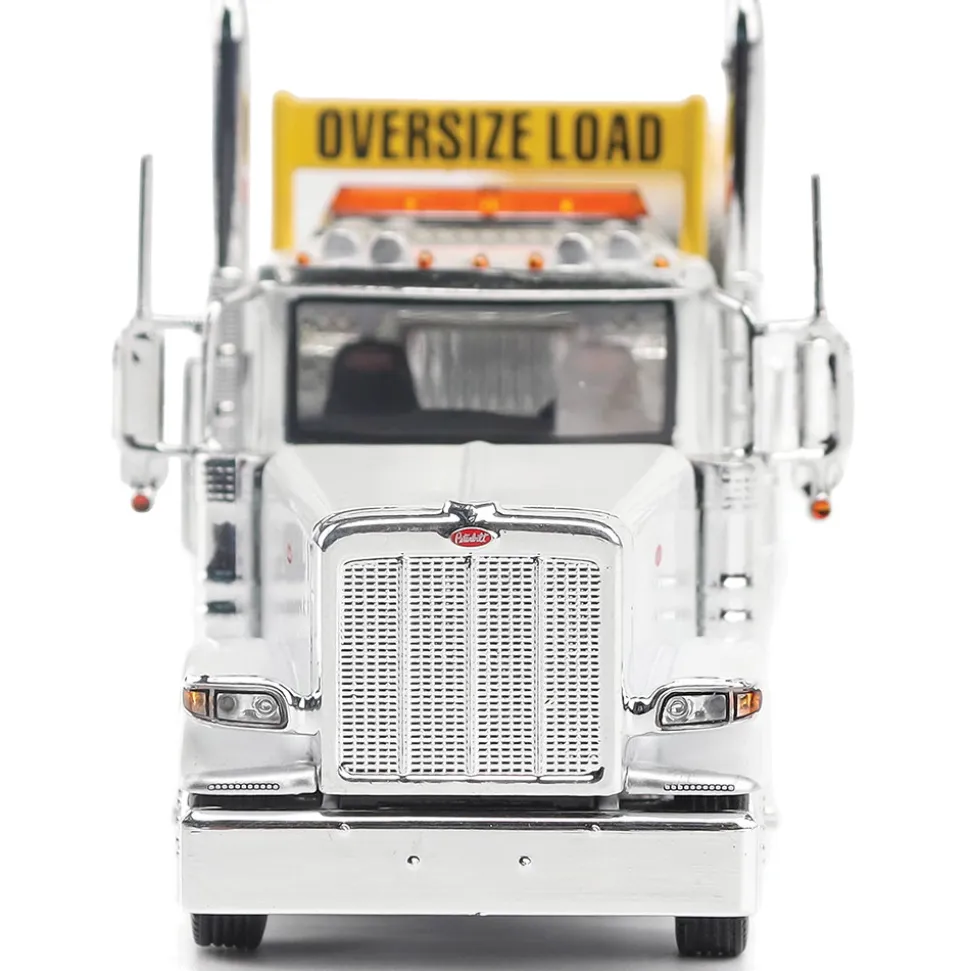 Peterbilt Model 589 BBC Day-Cab Tridem-Axle Truck Tractor & 1:64 Trail King TK170 Hydraulic Detachable Gooseneck Lowboy 1:64 Scale Diecast Model Truck by Diecast Masters