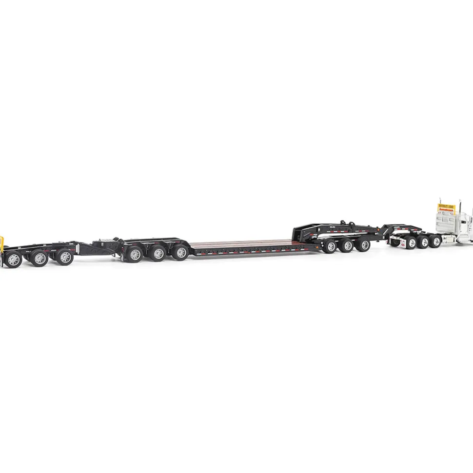 Peterbilt Model 589 BBC Day-Cab Tridem-Axle Truck Tractor & 1:64 Trail King TK170 Hydraulic Detachable Gooseneck Lowboy 1:64 Scale Diecast Model Truck by Diecast Masters