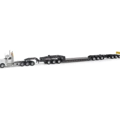 Peterbilt Model 589 BBC Day-Cab Tridem-Axle Truck Tractor & 1:64 Trail King TK170 Hydraulic Detachable Gooseneck Lowboy 1:64 Scale Diecast Model Truck by Diecast Masters