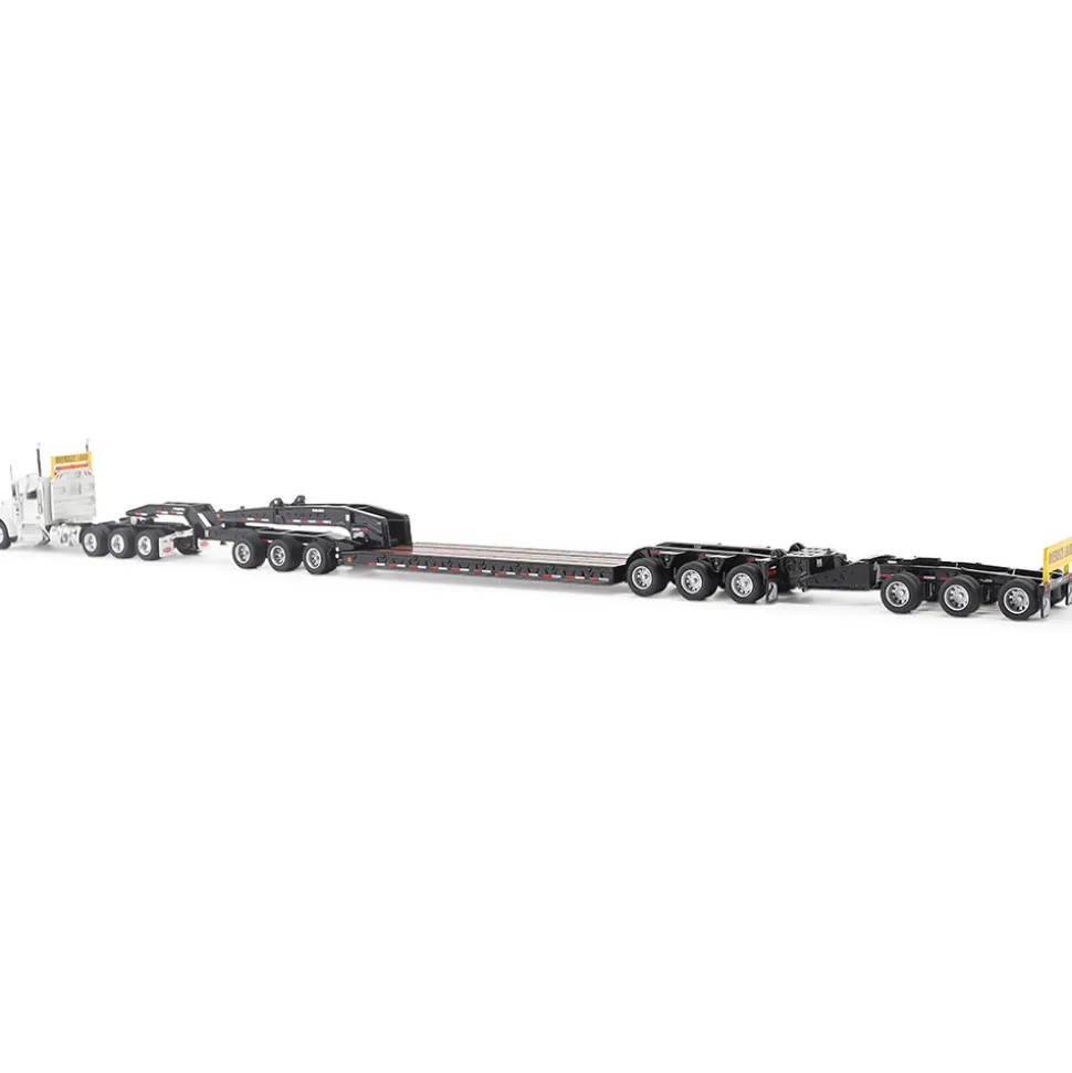 Peterbilt Model 589 BBC Day-Cab Tridem-Axle Truck Tractor & 1:64 Trail King TK170 Hydraulic Detachable Gooseneck Lowboy 1:64 Scale Diecast Model Truck by Diecast Masters