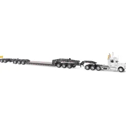 Peterbilt Model 589 BBC Day-Cab Tridem-Axle Truck Tractor & 1:64 Trail King TK170 Hydraulic Detachable Gooseneck Lowboy 1:64 Scale Diecast Model Truck by Diecast Masters