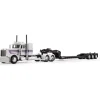 Peterbilt Model 389 36" Flat Top Sleeper & Fontaine Magnitude Lowboy Trailer - White/Black 1:64 Scale Diecast Model Truck by Diecast Promotions