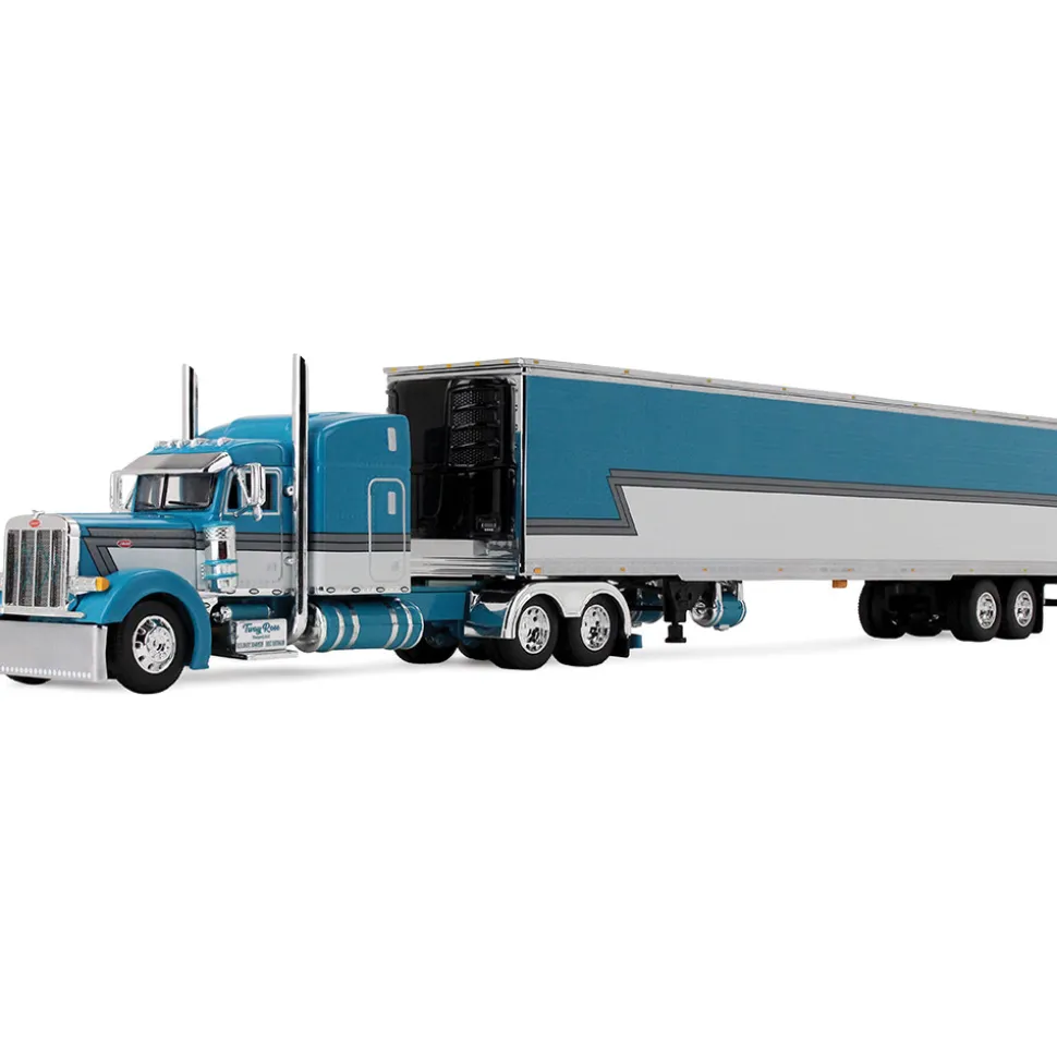 Peterbilt Model 379 with 63” Mid-Roof Sleeper & 53' Utility Trailer with Reefer - Tway Rose Transport 1:64 Scale Diecast Model Truck by Diecast Promotions
