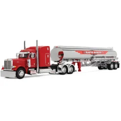 Peterbilt Model 379 with 63” Mid-Roof Sleeper & Heil Fuel Tank Trailer - Rapid Roberts 1:64 Scale Diecast Model Truck by Diecast Promotions