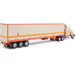 1973 Peterbilt 359 - Orange And Cream With Modern Trailer 1:64 Scale Diecast Model Truck by IXO Models