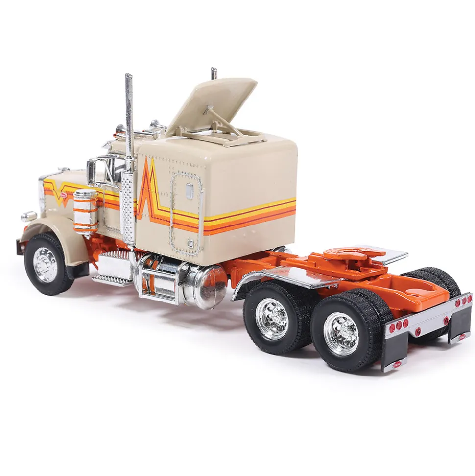 1973 Peterbilt 359 - Orange And Cream With Modern Trailer 1:64 Scale Diecast Model Truck by IXO Models