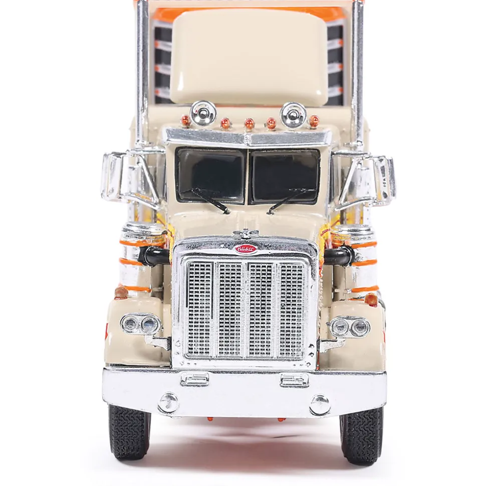 1973 Peterbilt 359 - Orange And Cream With Modern Trailer 1:64 Scale Diecast Model Truck by IXO Models