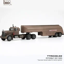 1955 Peterbilt 281 with Tank Trailer - Rust 1:43 Scale Diecast Model Truck by IXO Models