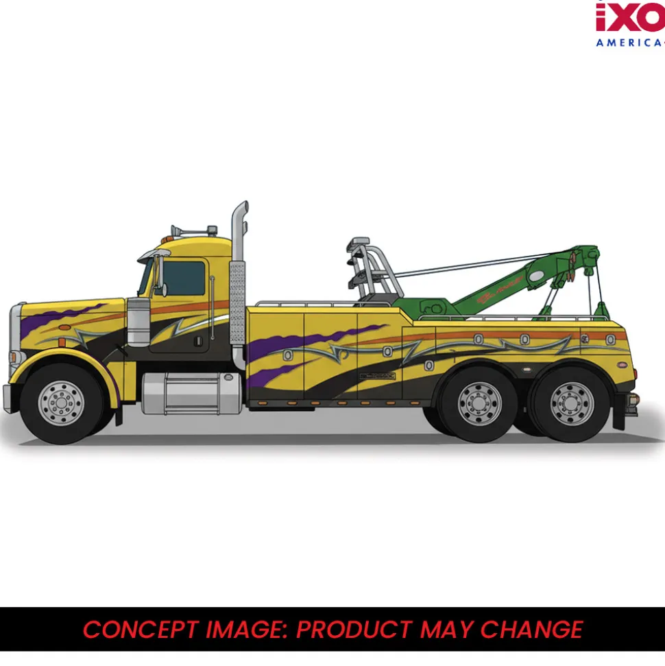 1980 Peterbilt 359 Wrecker - Yellow And Purple 1:43 Scale by IXO Models