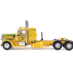 1952 Peterbilt 350 - Yellow with Green Flames 1:64 Scale Diecast Model Truck by IXO Models