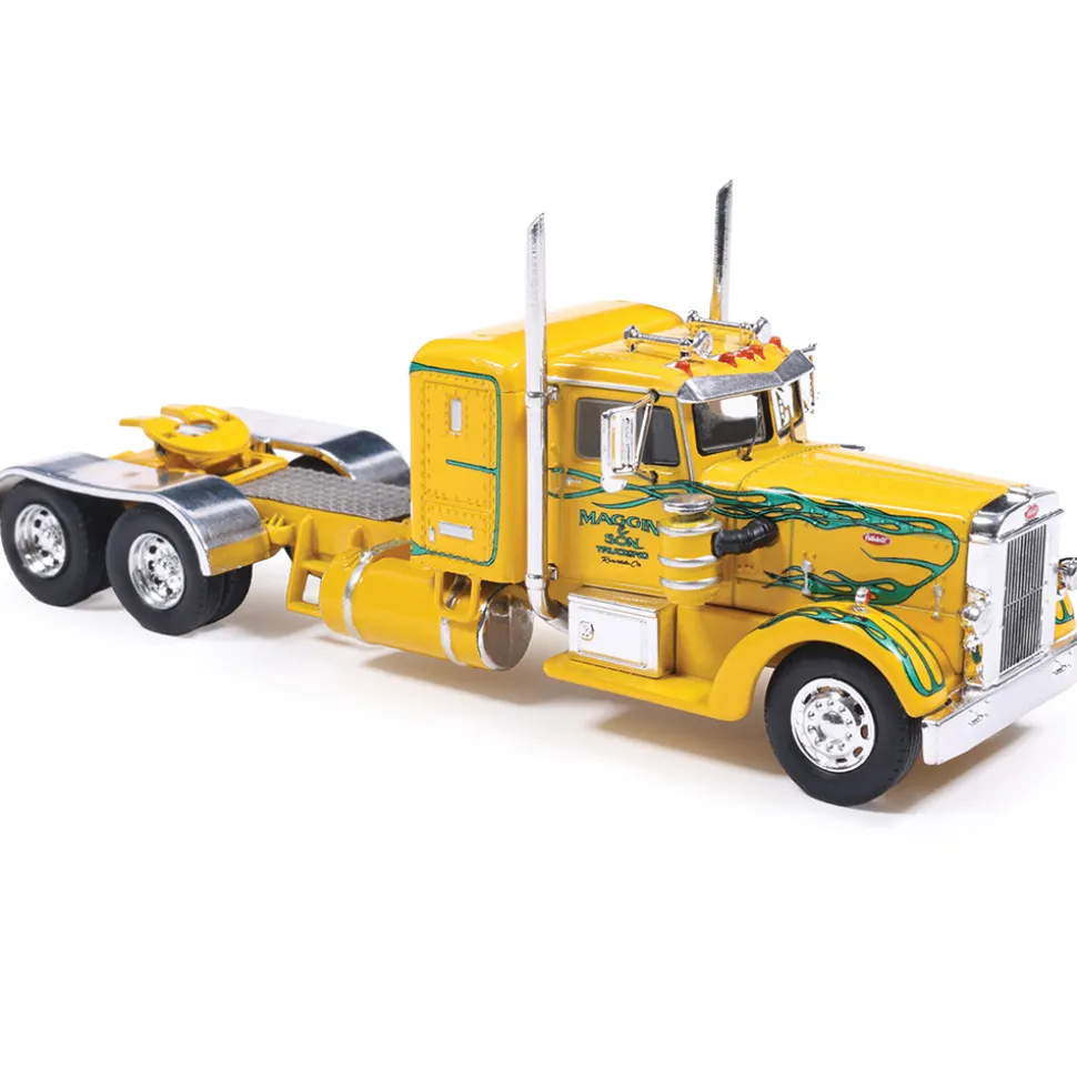 1952 Peterbilt 350 - Yellow with Green Flames 1:64 Scale Diecast Model Truck by IXO Models