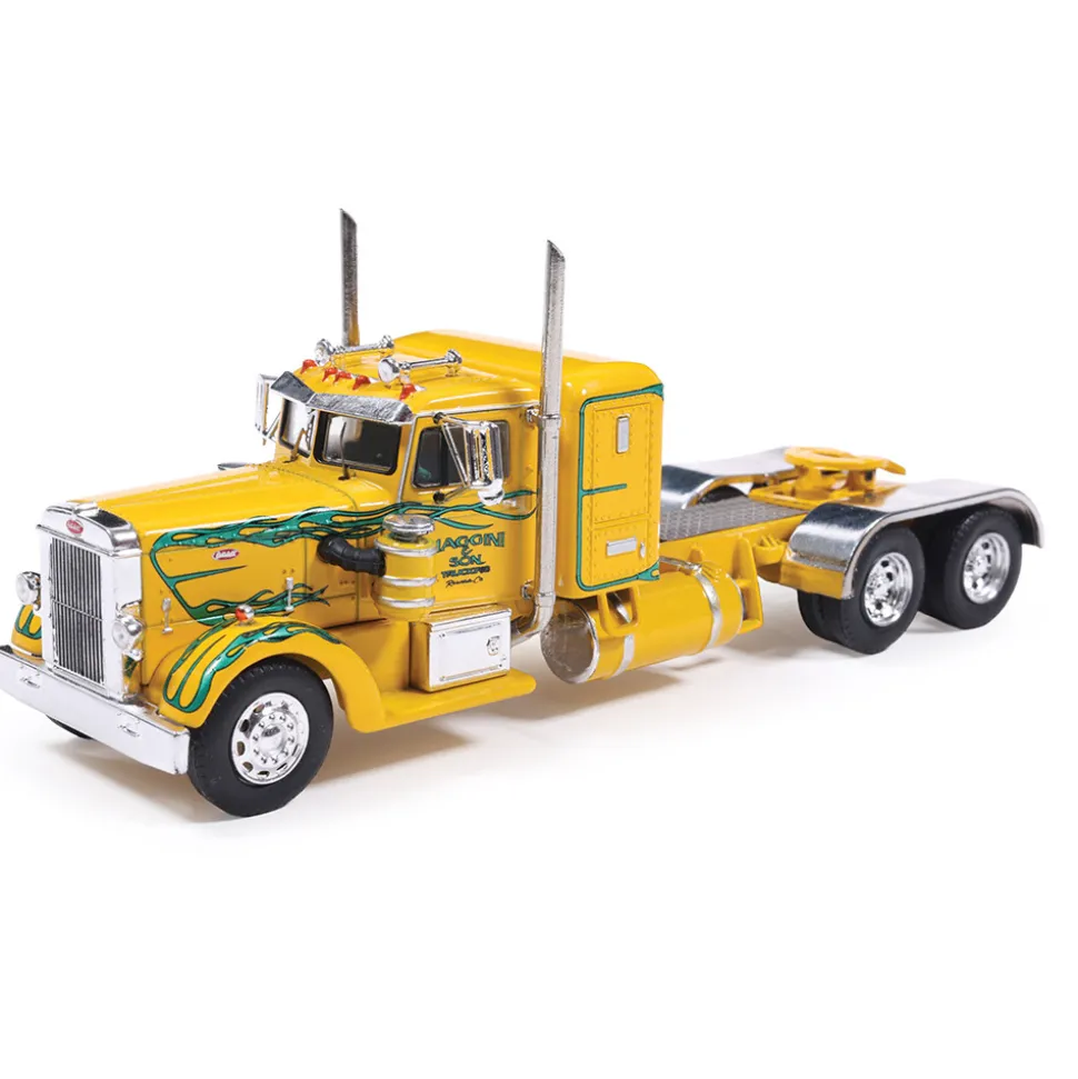 1952 Peterbilt 350 - Yellow with Green Flames 1:64 Scale Diecast Model Truck by IXO Models