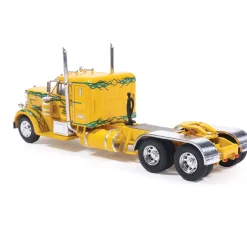 1952 Peterbilt 350 - Yellow with Green Flames 1:64 Scale Diecast Model Truck by IXO Models