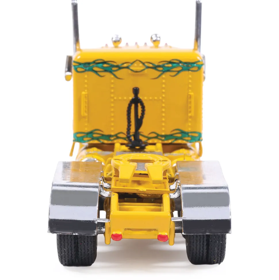 1952 Peterbilt 350 - Yellow with Green Flames 1:64 Scale Diecast Model Truck by IXO Models