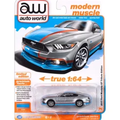 2017 Petty's Garage Mustang GT Tribute Edition - Silver 1:64 Scale Diecast Model Car by Auto World