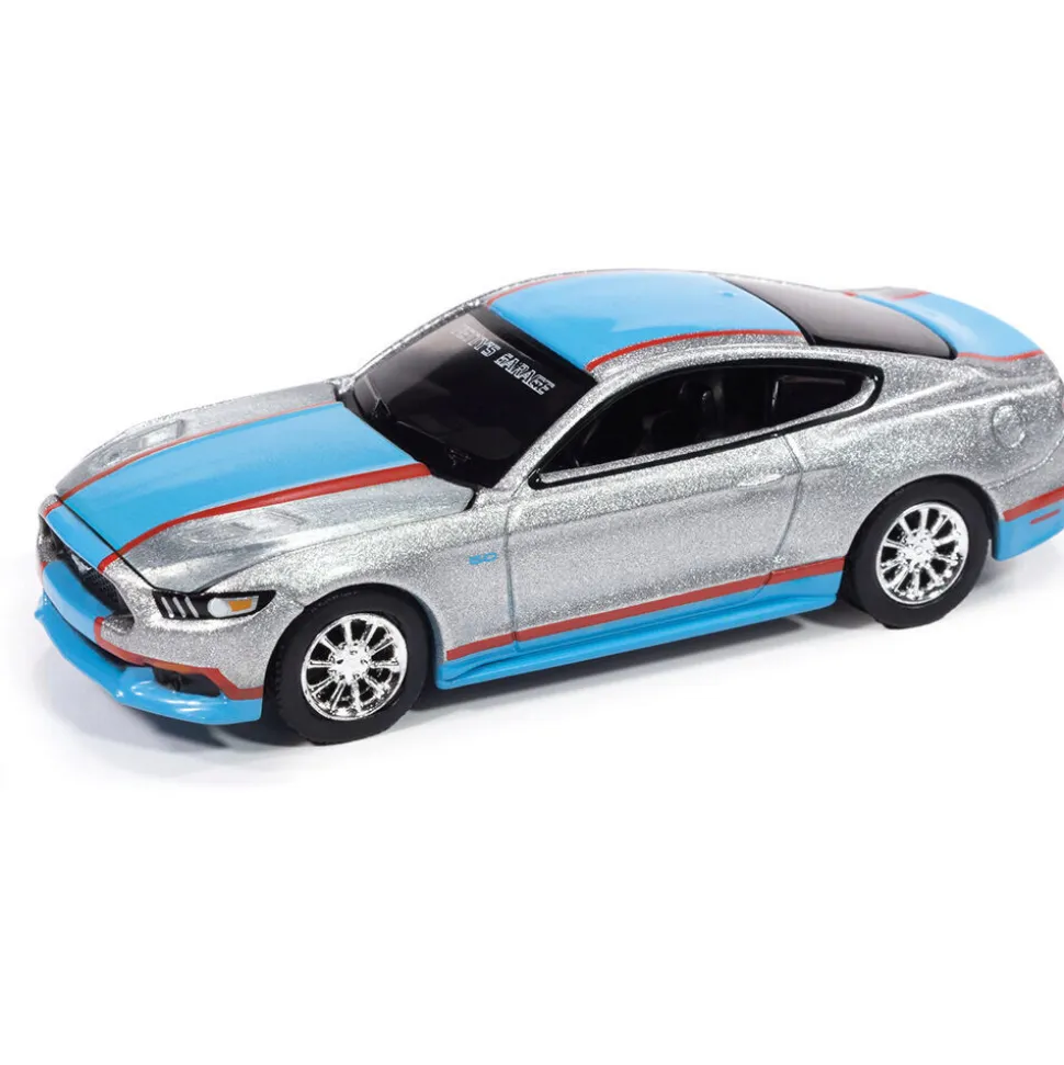 2017 Petty's Garage Mustang GT Tribute Edition - Silver 1:64 Scale Diecast Model Car by Auto World