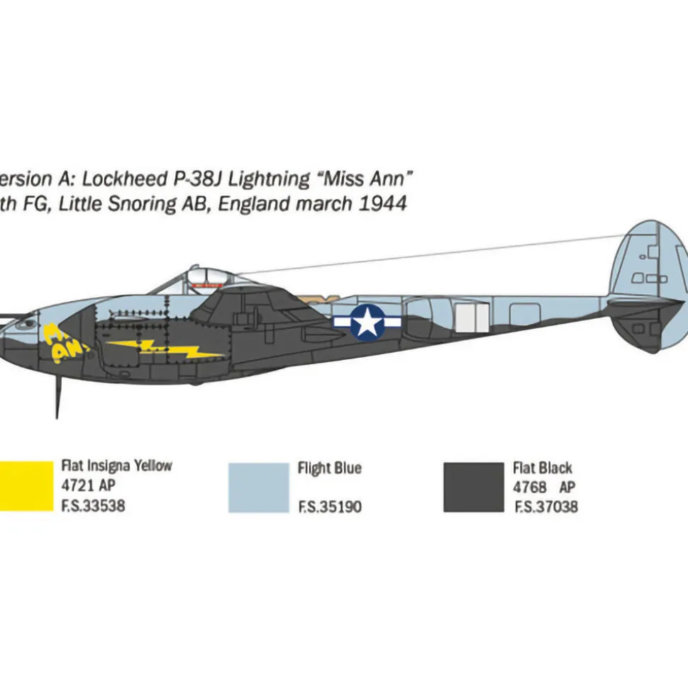 P-38J Lightning 1/72 Kit 1:72 Scale Plastic Model Kit by Italeri