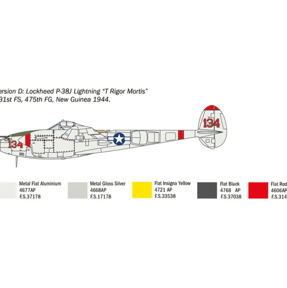P-38J Lightning 1/72 Kit 1:72 Scale Plastic Model Kit by Italeri