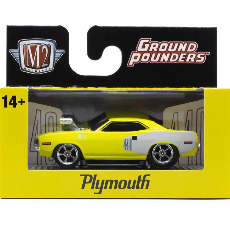1971 Plymouth Cuda 440 - Yellow 1:64 Scale Diecast Model Car by M2 Machines