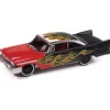 1958 Plymouth Fury (Kustomized) - Flat Black w/Flames 1:64 Scale Diecast Model Car by Johnny Lightning