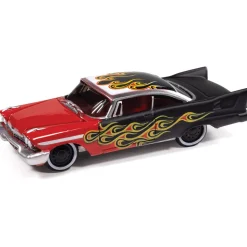 1958 Plymouth Fury (Kustomized) - Flat Black w/Flames 1:64 Scale Diecast Model Car by Johnny Lightning