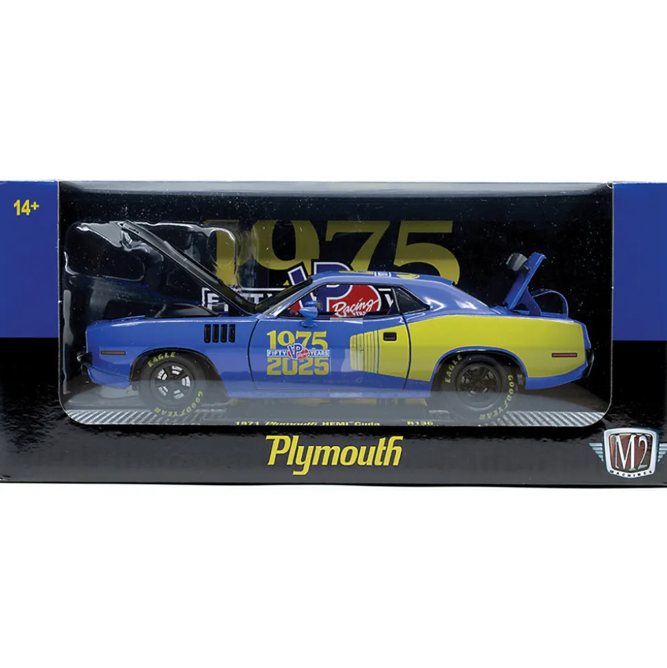 1971 Plymouth HEMI Cuda - VP Racing 50th Anniversary 1:24 Scale Diecast Model Car by M2 Machines