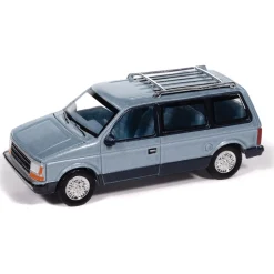 1987 Plymouth Voyager - Ice Blue Poly 1:64 Scale Diecast Model Car by Auto World