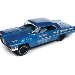 1962 Pontiac Catalina Hardtop Legends of the Quarter Mile Ensign Blue 1:18 Scale Diecast Model Car by Auto World