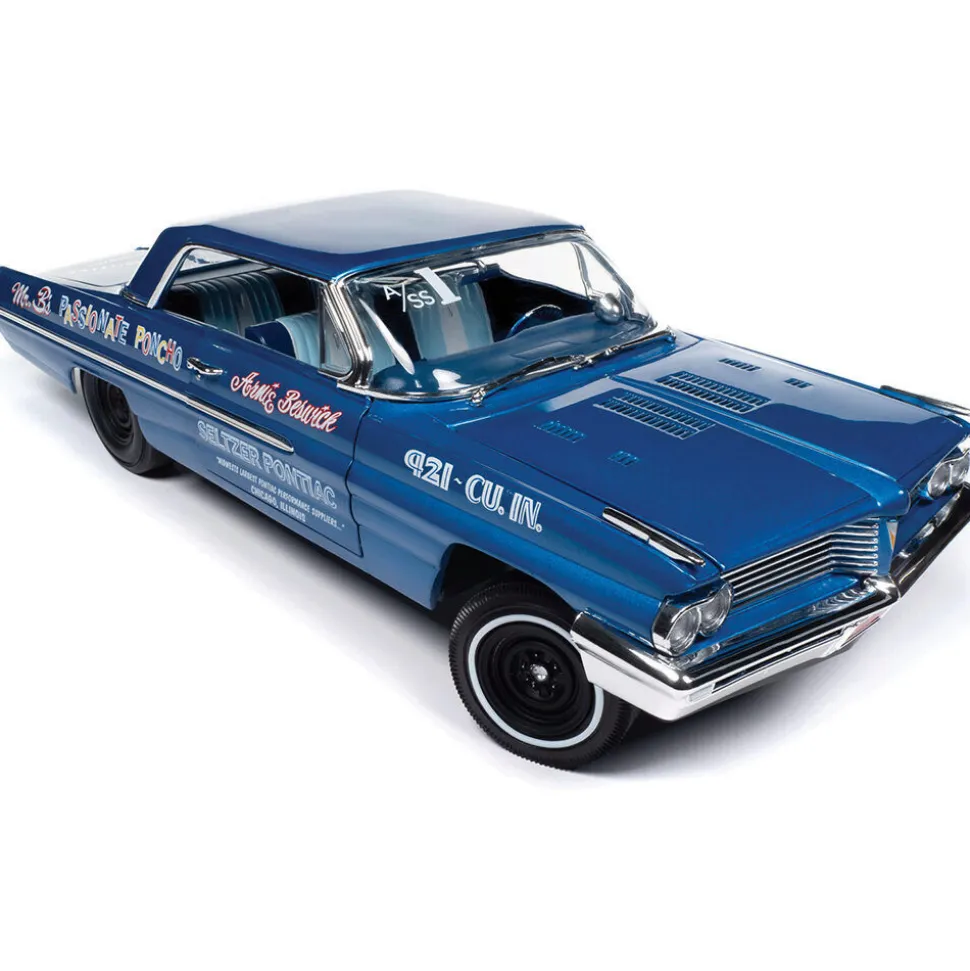 1962 Pontiac Catalina Hardtop Legends of the Quarter Mile Ensign Blue 1:18 Scale Diecast Model Car by Auto World