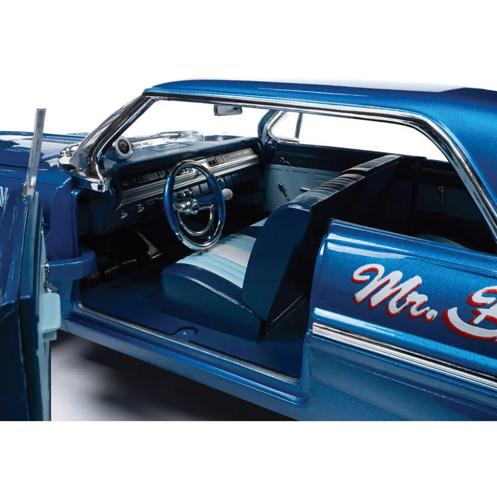 1962 Pontiac Catalina Hardtop Legends of the Quarter Mile Ensign Blue 1:18 Scale Diecast Model Car by Auto World