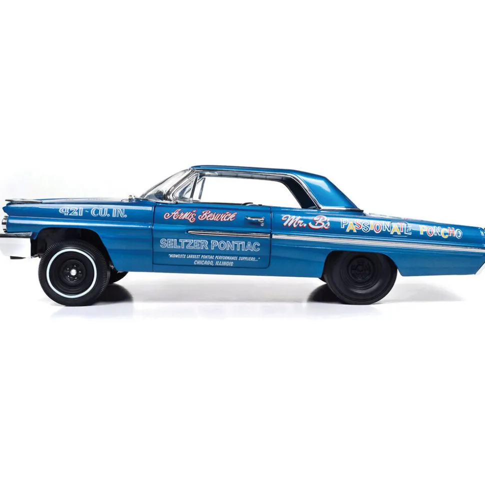 1962 Pontiac Catalina Hardtop Legends of the Quarter Mile Ensign Blue 1:18 Scale Diecast Model Car by Auto World