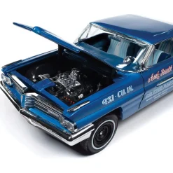1962 Pontiac Catalina Hardtop Legends of the Quarter Mile Ensign Blue 1:18 Scale Diecast Model Car by Auto World