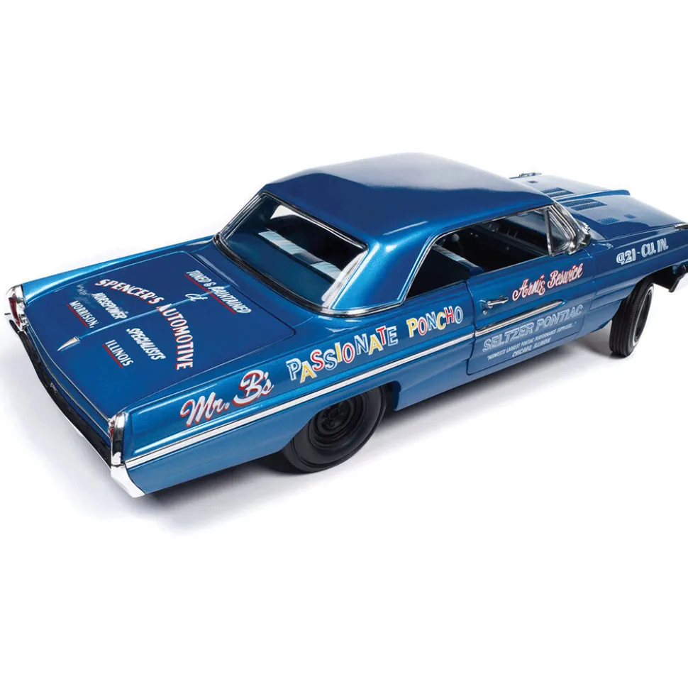 1962 Pontiac Catalina Hardtop Legends of the Quarter Mile Ensign Blue 1:18 Scale Diecast Model Car by Auto World