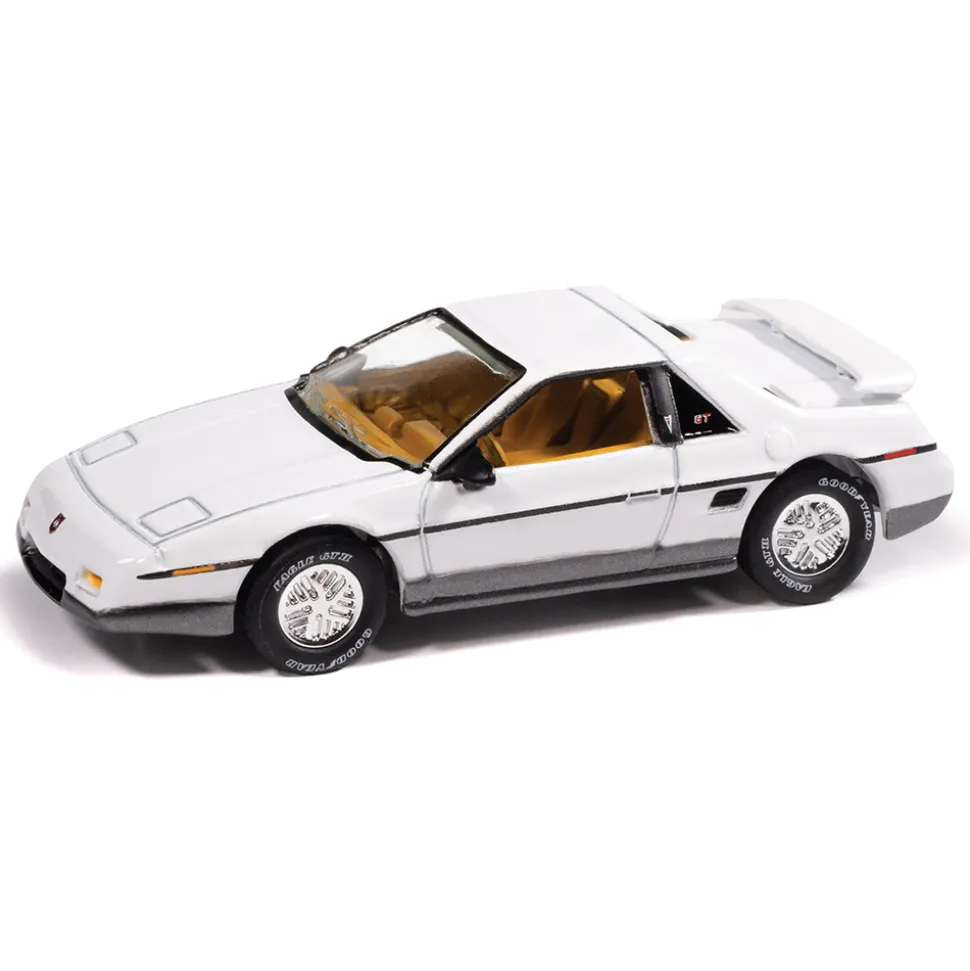 1985 Pontiac Fiero GT - White w/ Dark Silver Lower 1:64 Scale Diecast Model Car by Johnny Lightning
