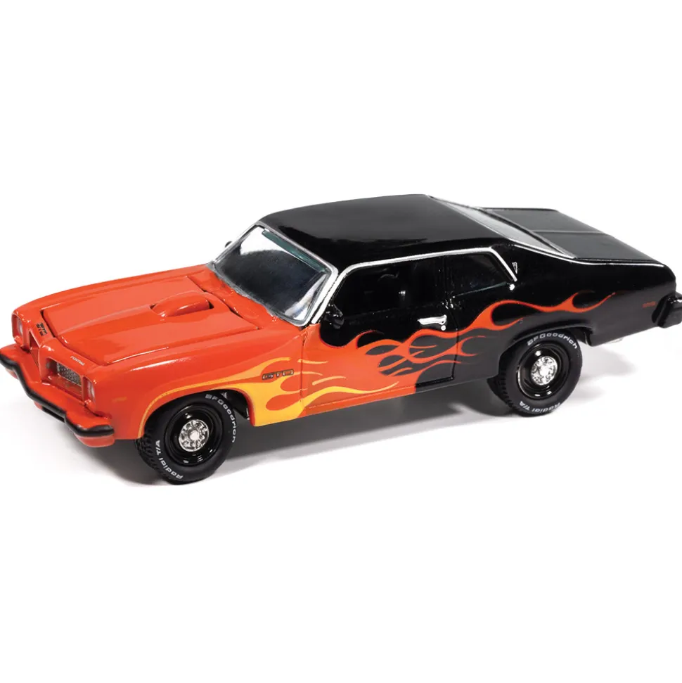 1974 Pontiac GTO (Black w/Flames) 1:64 Scale Diecast Model Car by Johnny Lightning