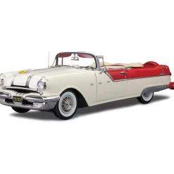 1955 Pontiac Star Chief Open Convertible - Bolero Red/Castle Gray 1:18 Scale Diecast Model Car by Sunstar