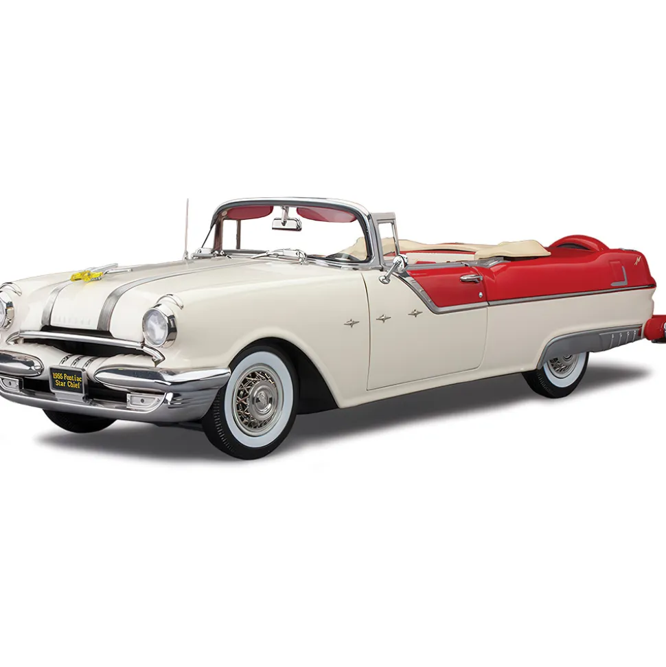 1955 Pontiac Star Chief Open Convertible - Bolero Red/Castle Gray 1:18 Scale Diecast Model Car by Sunstar