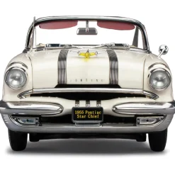 1955 Pontiac Star Chief Open Convertible - Bolero Red/Castle Gray 1:18 Scale Diecast Model Car by Sunstar