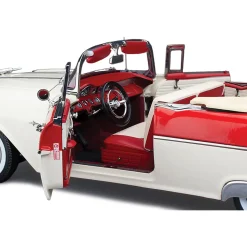 1955 Pontiac Star Chief Open Convertible - Bolero Red/Castle Gray 1:18 Scale Diecast Model Car by Sunstar
