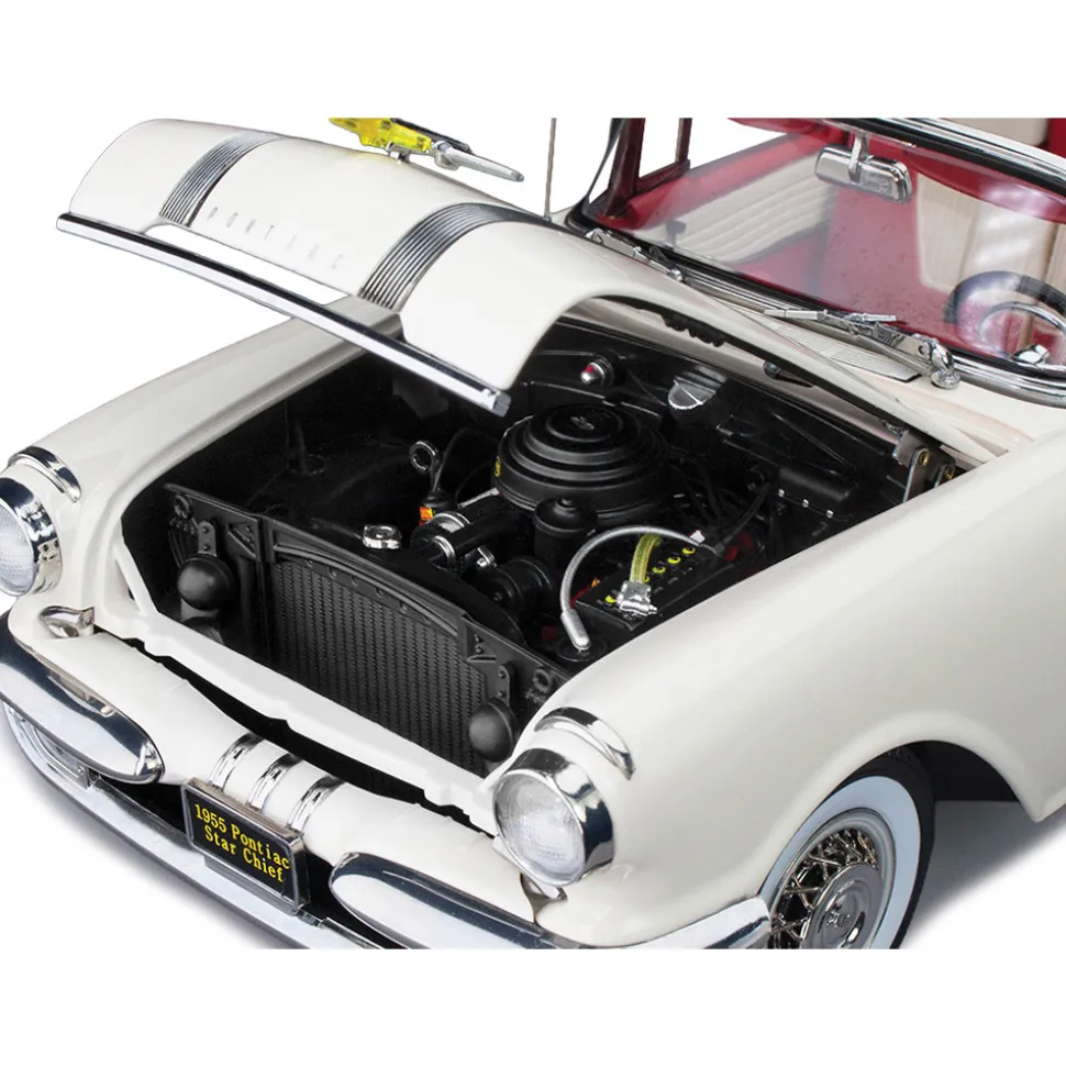 1955 Pontiac Star Chief Open Convertible - Bolero Red/Castle Gray 1:18 Scale Diecast Model Car by Sunstar