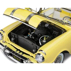 1955 Pontiac Star Chief Open Convertible - White Mist / Avalon Yellow 1:18 Scale Diecast Model Car by Sunstar