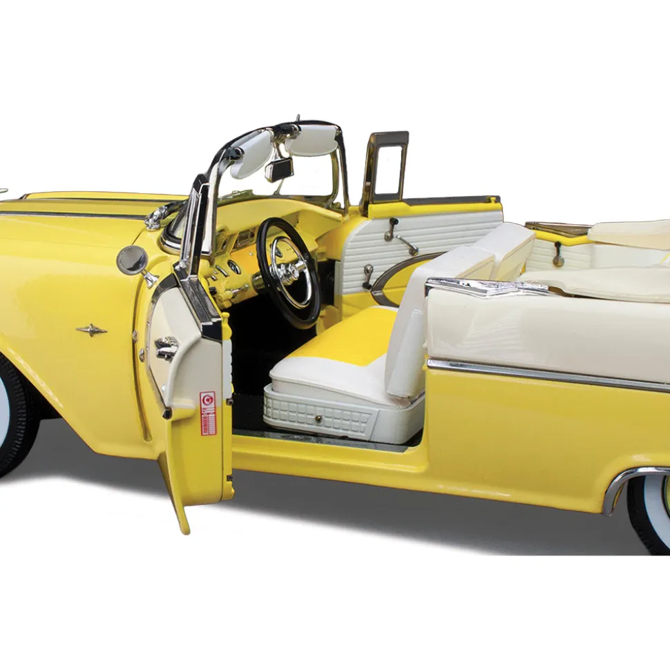 1955 Pontiac Star Chief Open Convertible - White Mist / Avalon Yellow 1:18 Scale Diecast Model Car by Sunstar