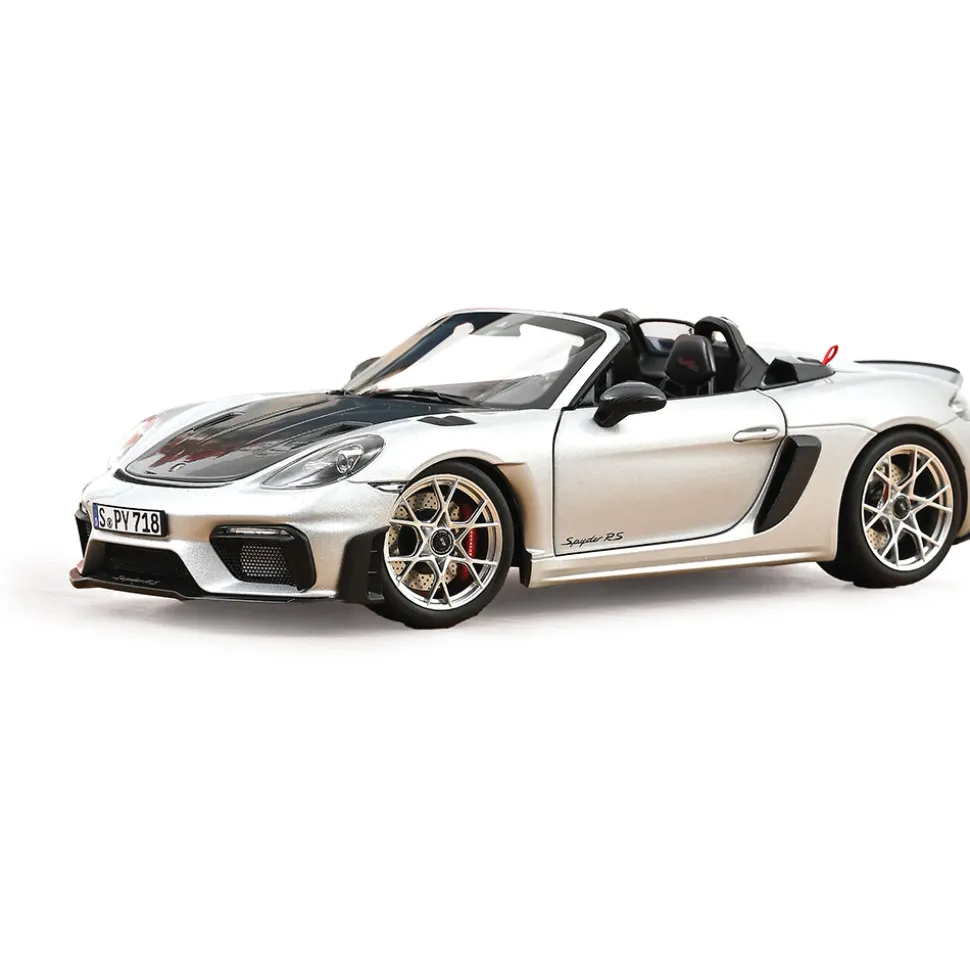 2023 Porsche 718 Spyder RS w/ Weissach Pack - Silver 1:18 Scale Diecast Model Car by Norev