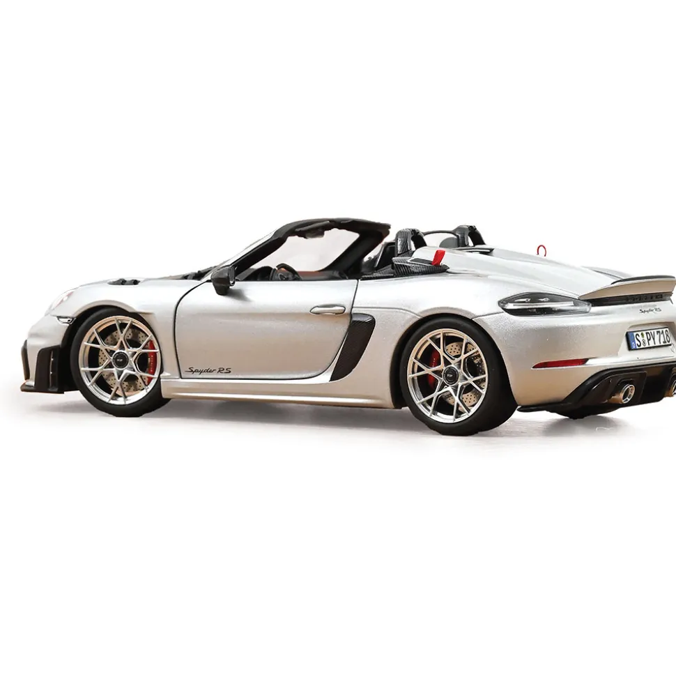 2023 Porsche 718 Spyder RS w/ Weissach Pack - Silver 1:18 Scale Diecast Model Car by Norev