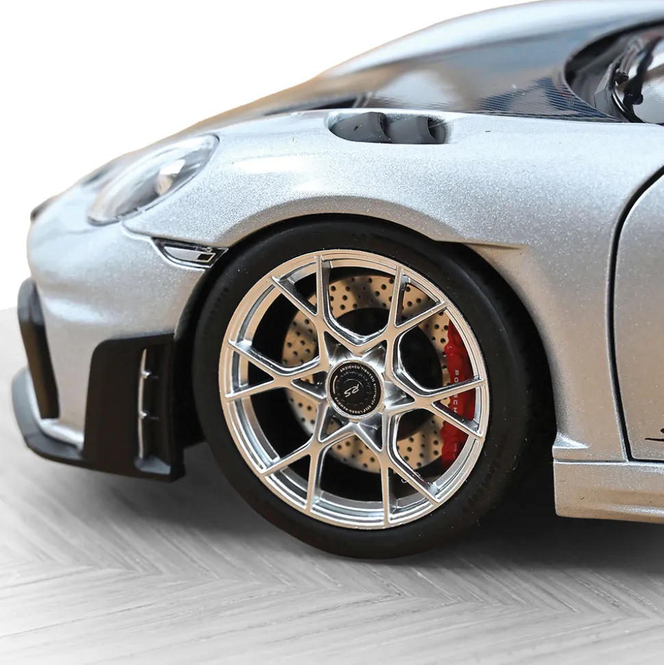 2023 Porsche 718 Spyder RS w/ Weissach Pack - Silver 1:18 Scale Diecast Model Car by Norev