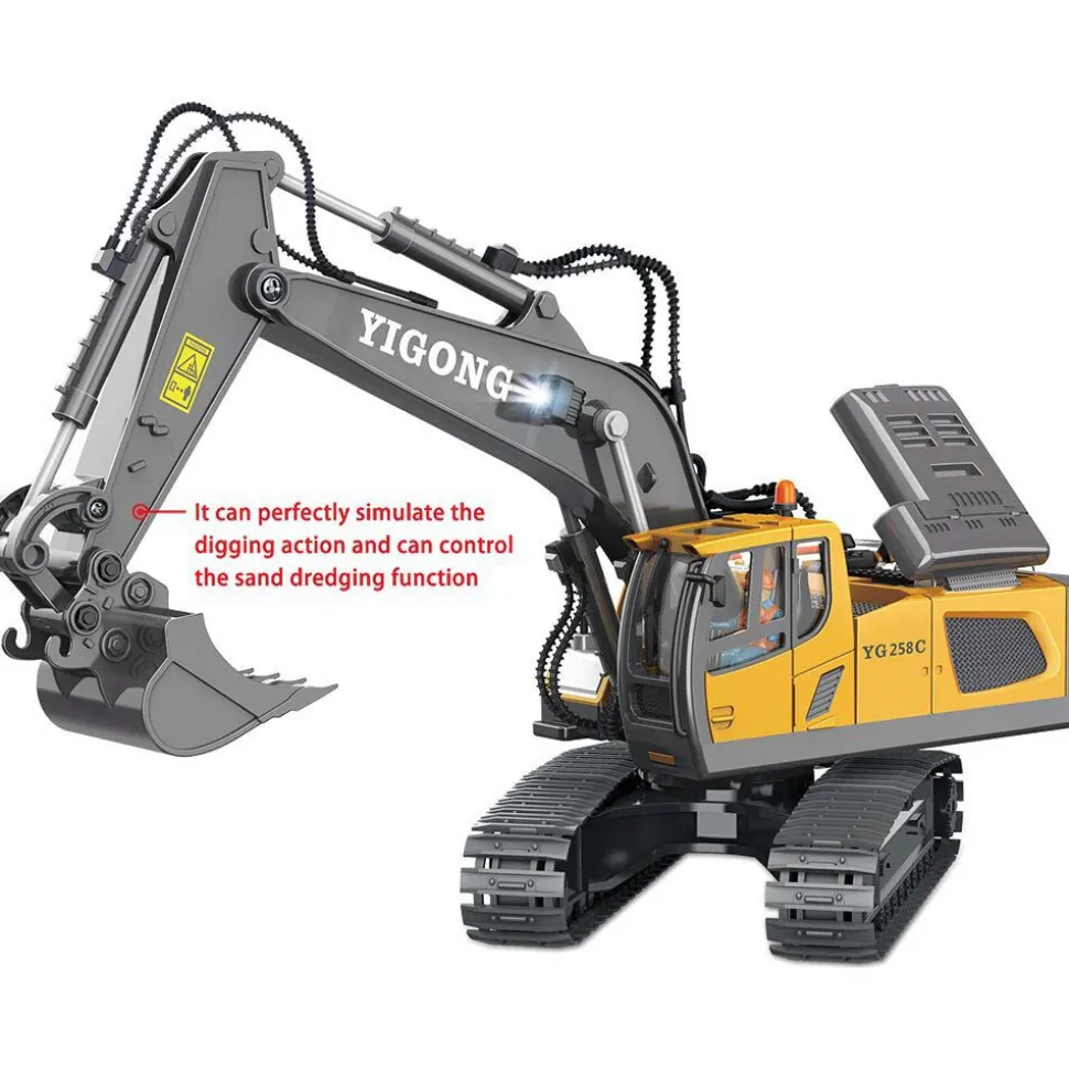 R/C 2.4 Ghz Remote Control Excavator w/Lights & Sound 1:20 Scale Remote Control Construction by New Capable