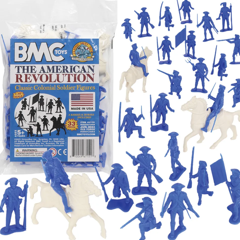 Rev. War Colonial Soldiers 1/40 Plastic Figure 33 Piece Set BMC Toys (67151) 1:40 scale Plastic by BMC Toys