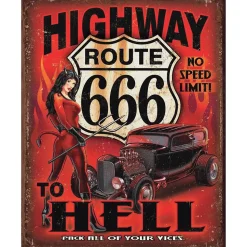 Route 666 - Highway to Hell Metal Sign by Desperate Enterprises