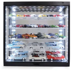 1:64 Scale Wall Mount 5 Tier LED Display Case with Mirror Back 1:64 Scale Acrylic Display Case by M&J Toys