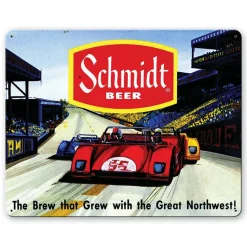 Schmidt Beer - Race Car Metal Sign by Vintage Sign Co.